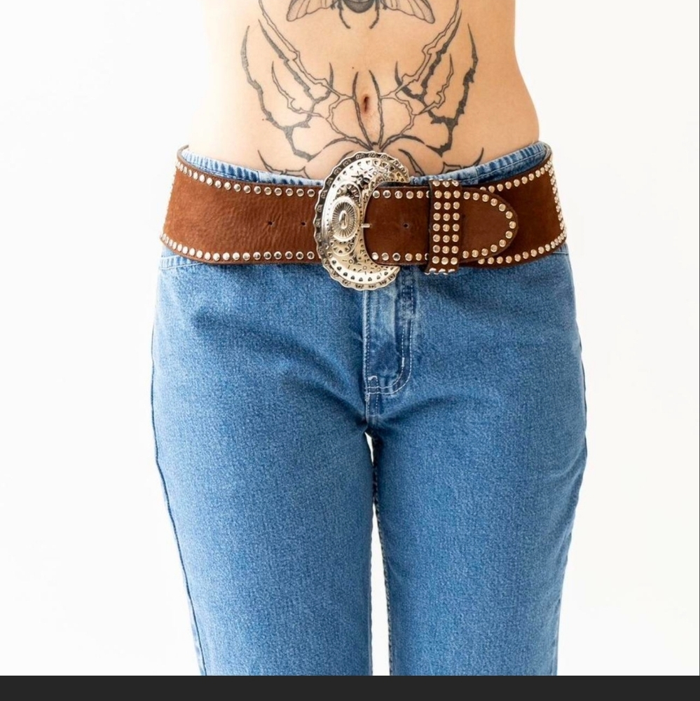 Suede Vintage Studded Belt